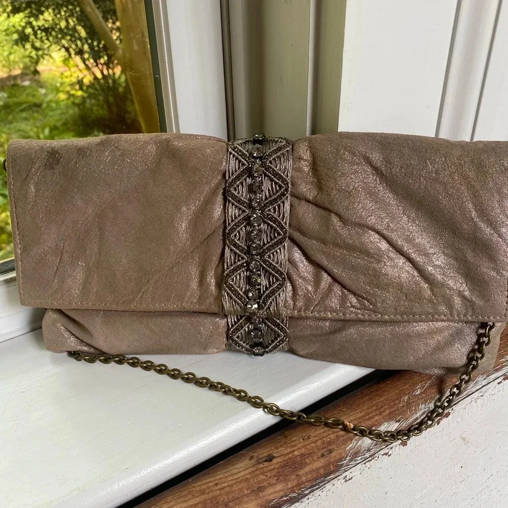 Anthropologie Deepa Gurnani Leather Clutch Bag